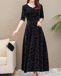 Midi-Kleid mit A-Linie & V-Ausschnitt – Amara