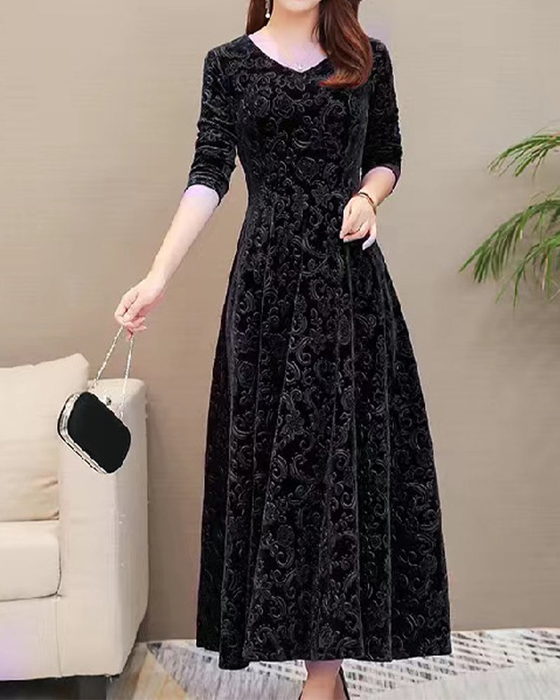 Midi-Kleid mit A-Linie & V-Ausschnitt – Amara