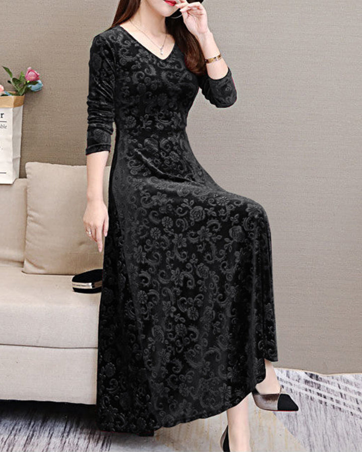 Midi-Kleid mit A-Linie & V-Ausschnitt – Amara