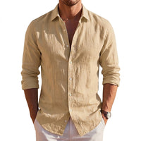 Men's Long-Sleeve Linen Shirt with Button Placket 5