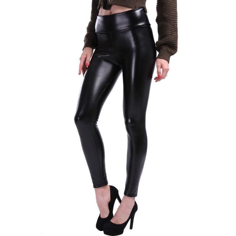 Schwarze Imitat-Leder-Leggings - Aurora