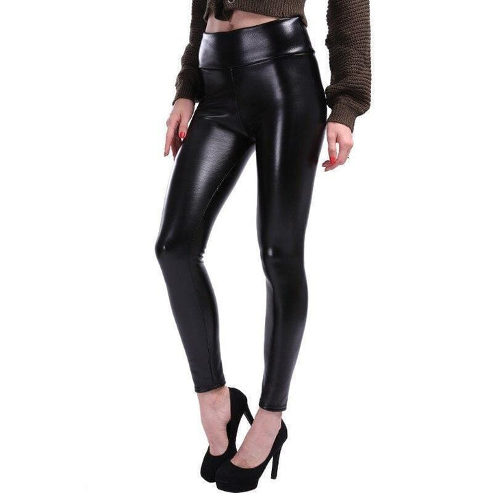 Schwarze Imitat-Leder-Leggings - Aurora