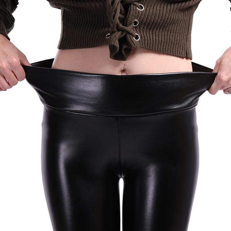 Schwarze Imitat-Leder-Leggings - Aurora