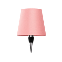 Roze lampenkap met flesstop van metaal en zwart rubber, vrijgesteld op een witte achtergrond. 16