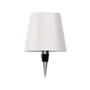 Witte lampenkap met flesstop van metaal en zwart rubber, vrijgesteld op een witte achtergrond. 12