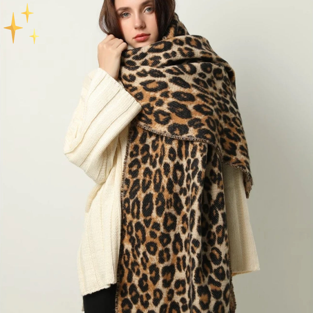 Trendiger Leopardenmuster XL Wollschal - Sophia