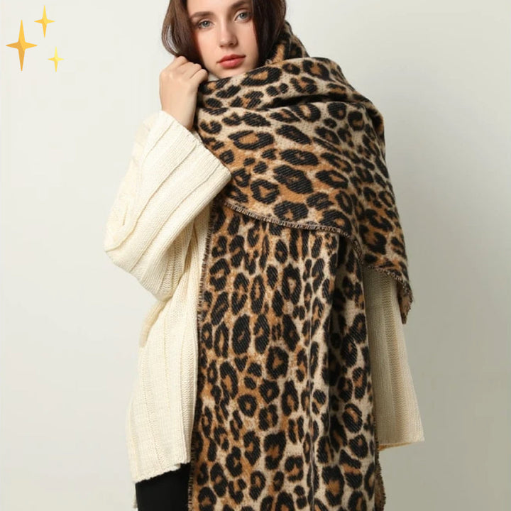 Trendiger Leopardenmuster XL Wollschal - Sophia