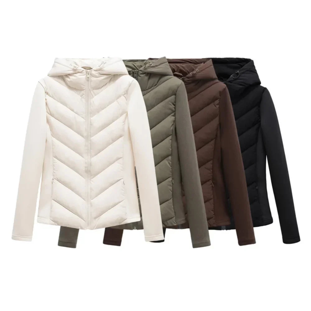 Women's Lightweight Padded Winter Jacket with Hood and Hidden Pockets 1