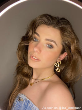 Double heart pendant earrings