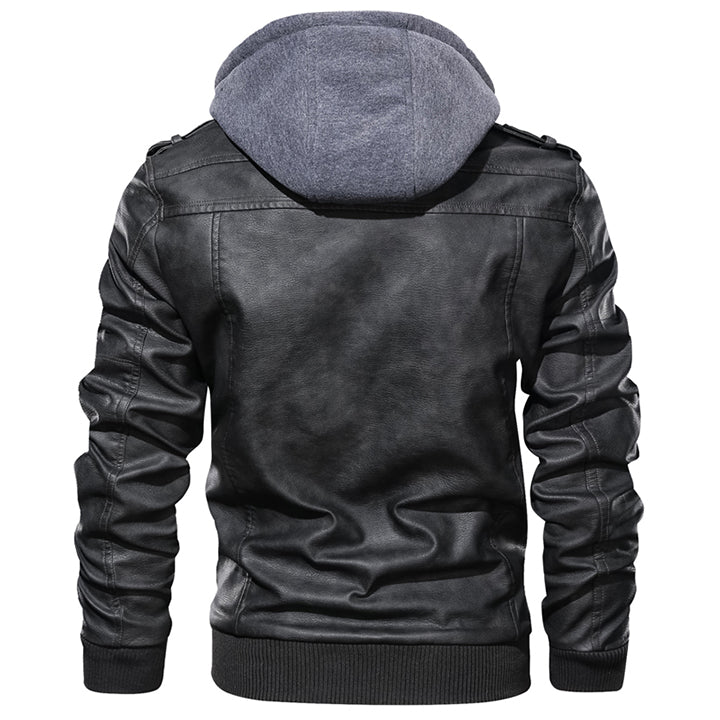 Heren leren jack met afneembare capuchon - Ryder
