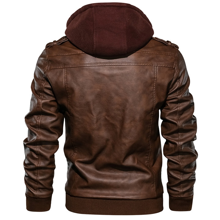 Heren leren jack met afneembare capuchon - Ryder