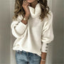 Damen-Rollkragenpullover mit Knöpfen – Yara