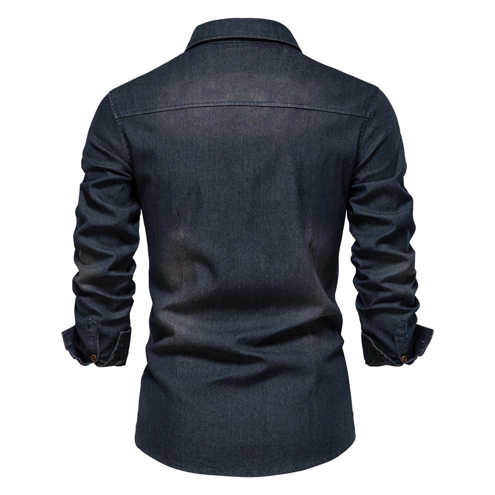 Elastisches Baumwoll-Denimhemd - Logan