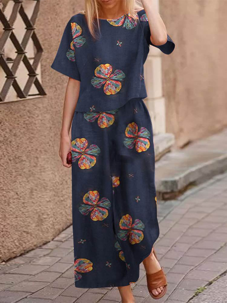 Luftiges zweiteiliges Sommeroutfit aus Baumwolle mit schmeichelhafter Passform – Boho Set Zephyra