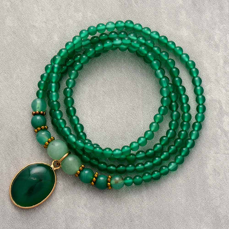 Vintage Grüner Onyx Beruhigende Kette - Elara