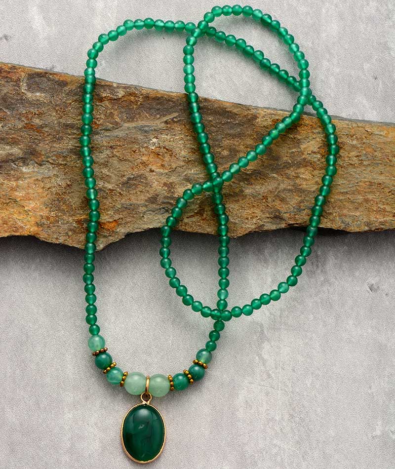 Vintage Grüner Onyx Beruhigende Kette - Elara