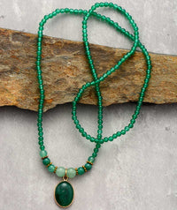 Vintage Grüner Onyx Beruhigende Kette - Elara