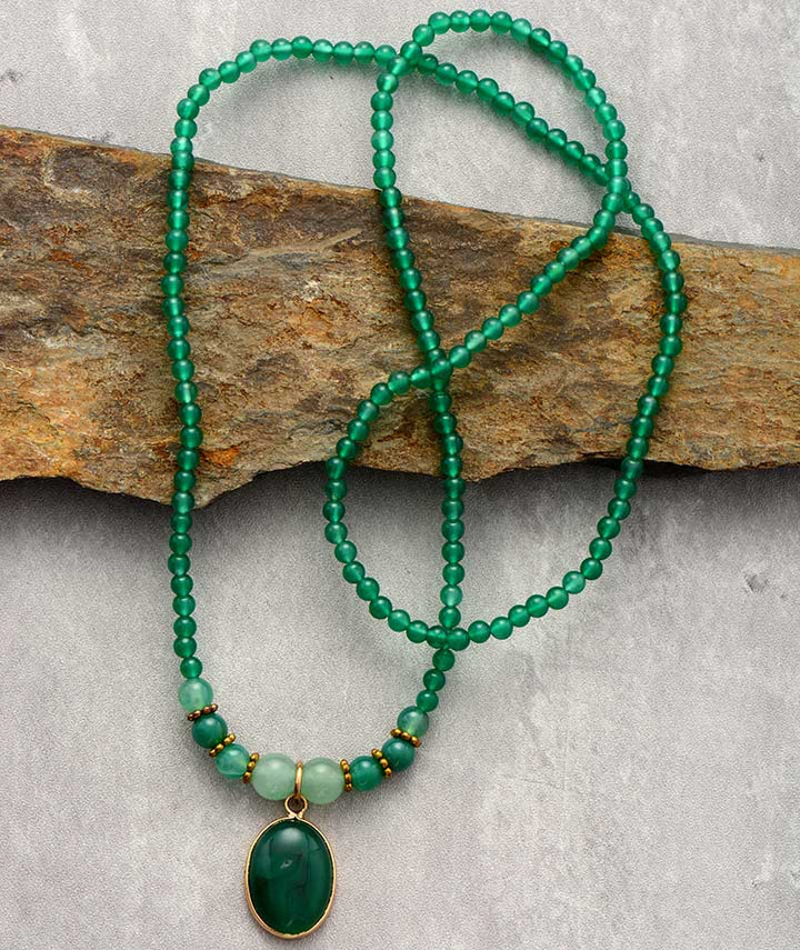 Vintage Grüner Onyx Beruhigende Kette - Elara