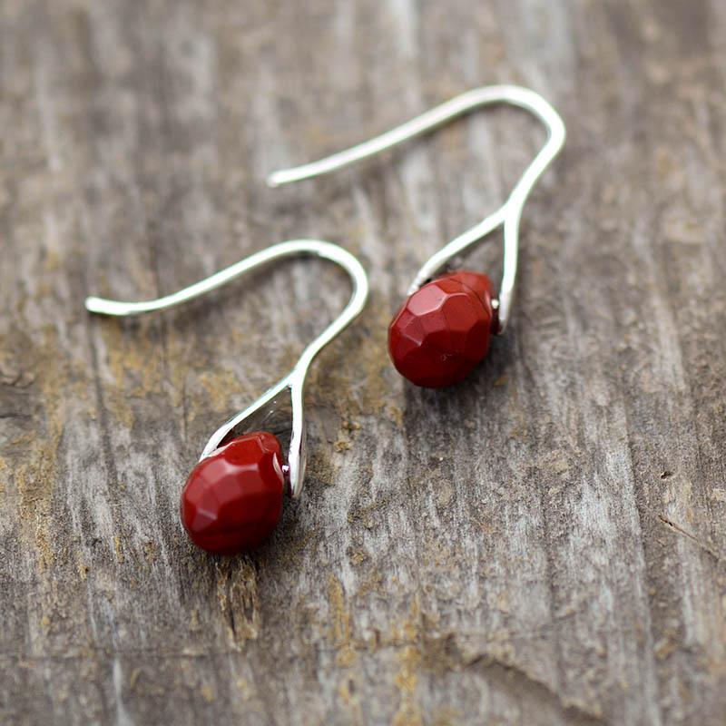 Natural Drop Gemstone Earrings - Serenella