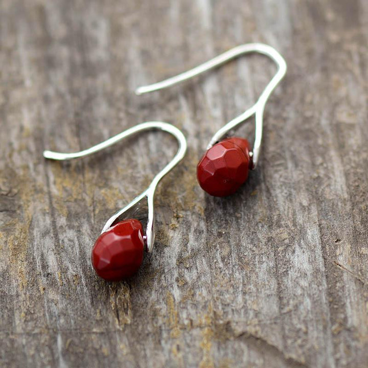 Natural Drop Gemstone Earrings - Serenella