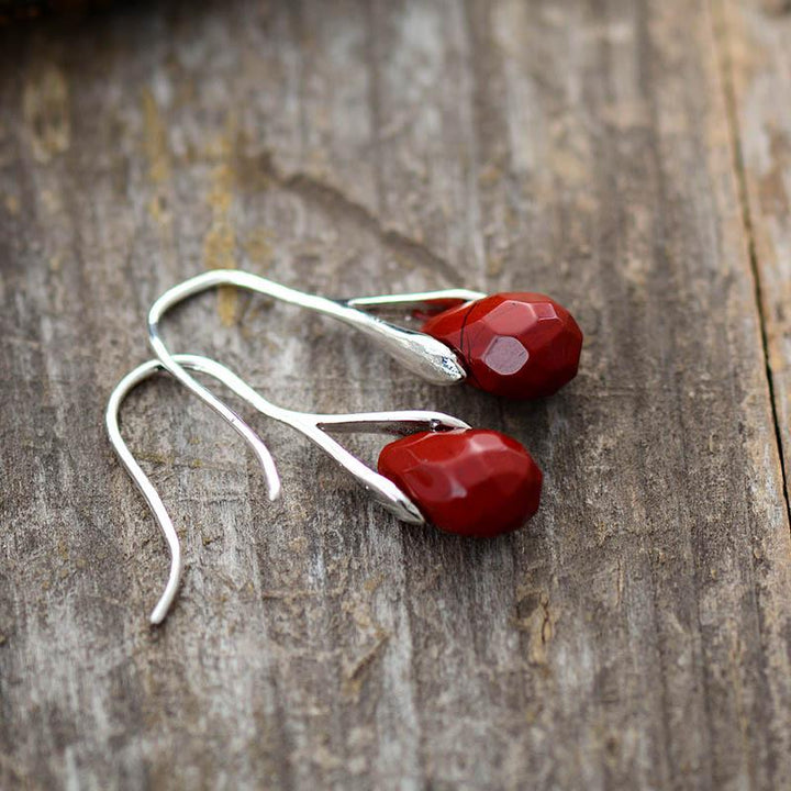 Natural Drop Gemstone Earrings - Serenella