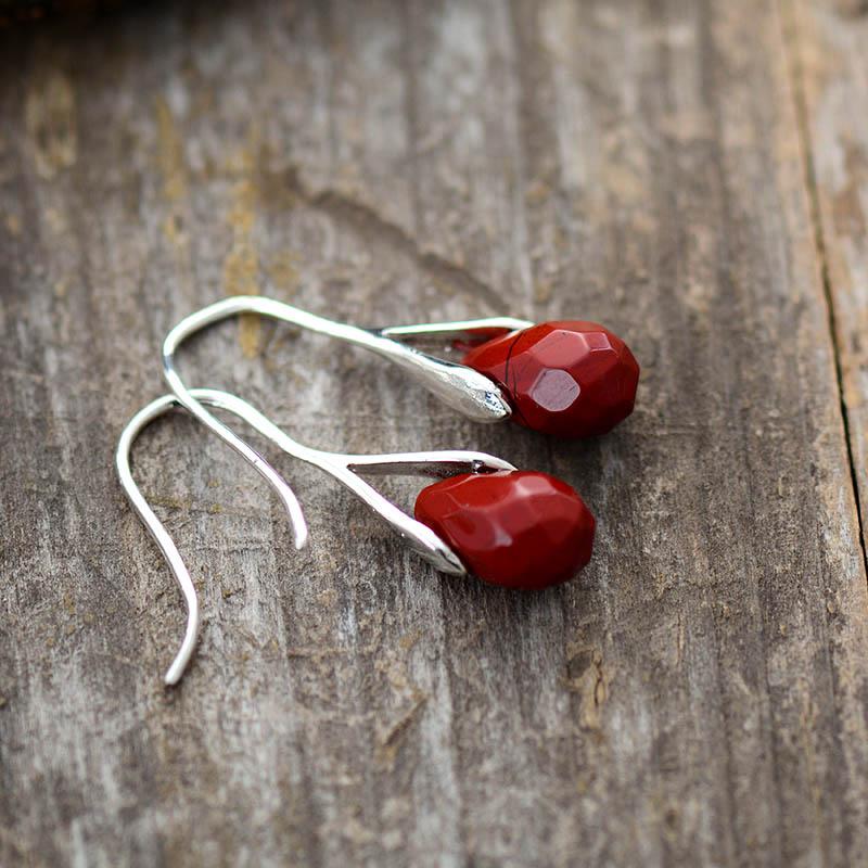 Natural Drop Gemstone Earrings - Serenella