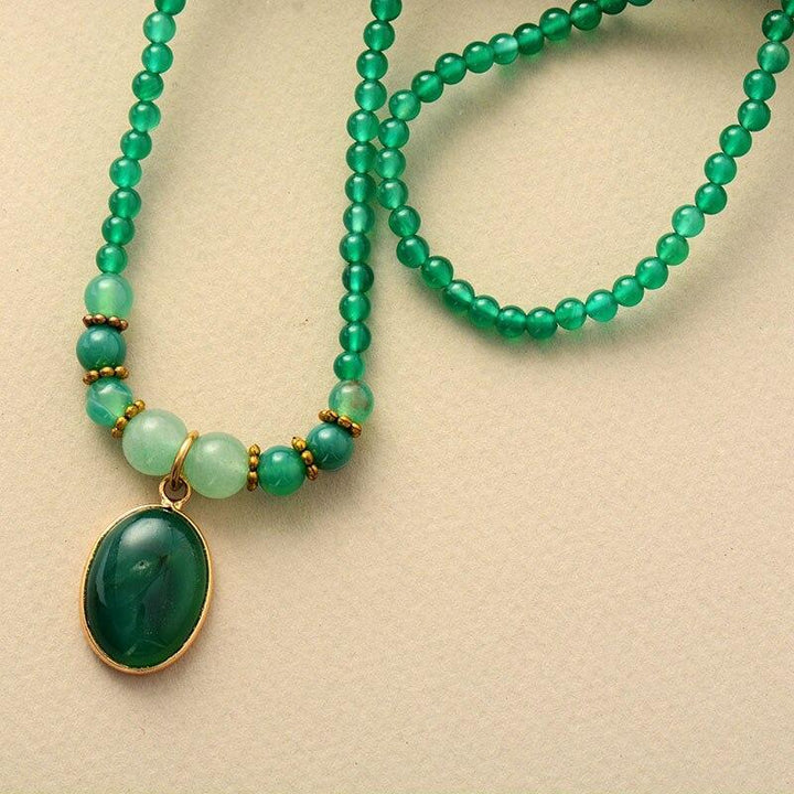 Vintage Grüner Onyx Beruhigende Kette - Elara