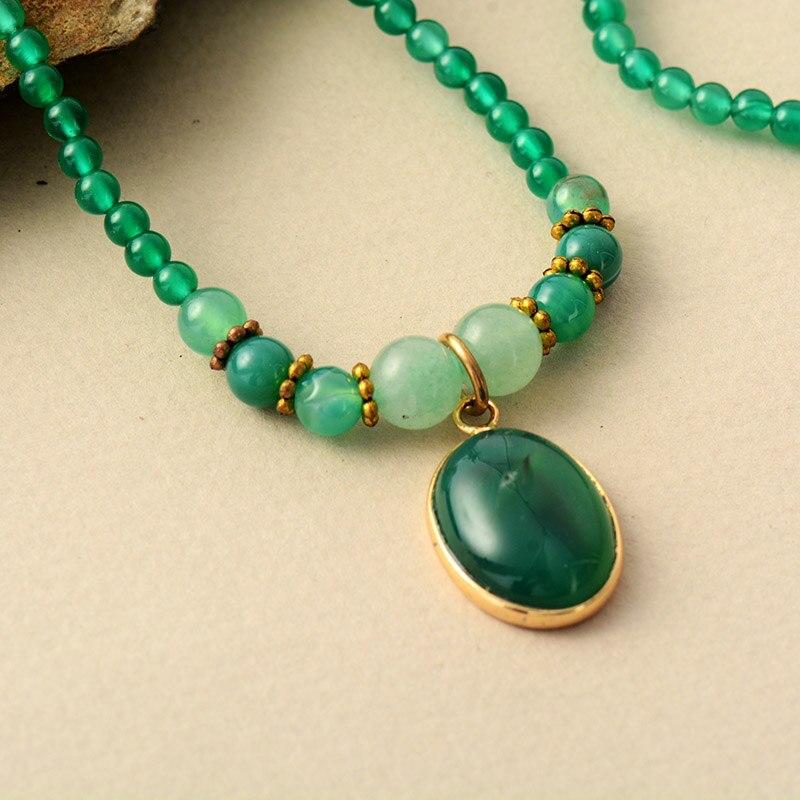 Vintage Grüner Onyx Beruhigende Kette - Elara