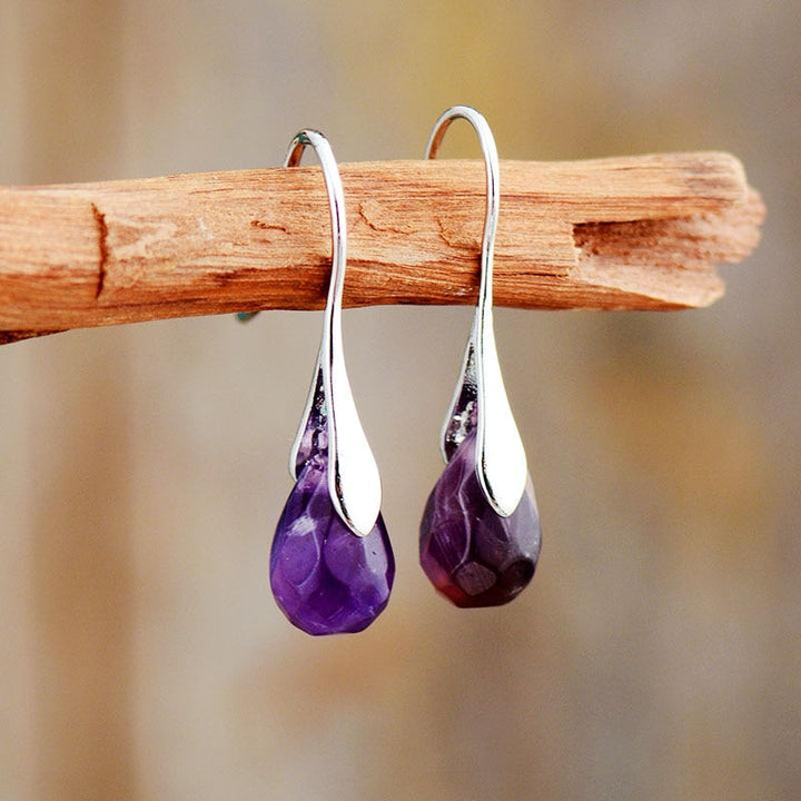 Natural Drop Gemstone Earrings - Serenella