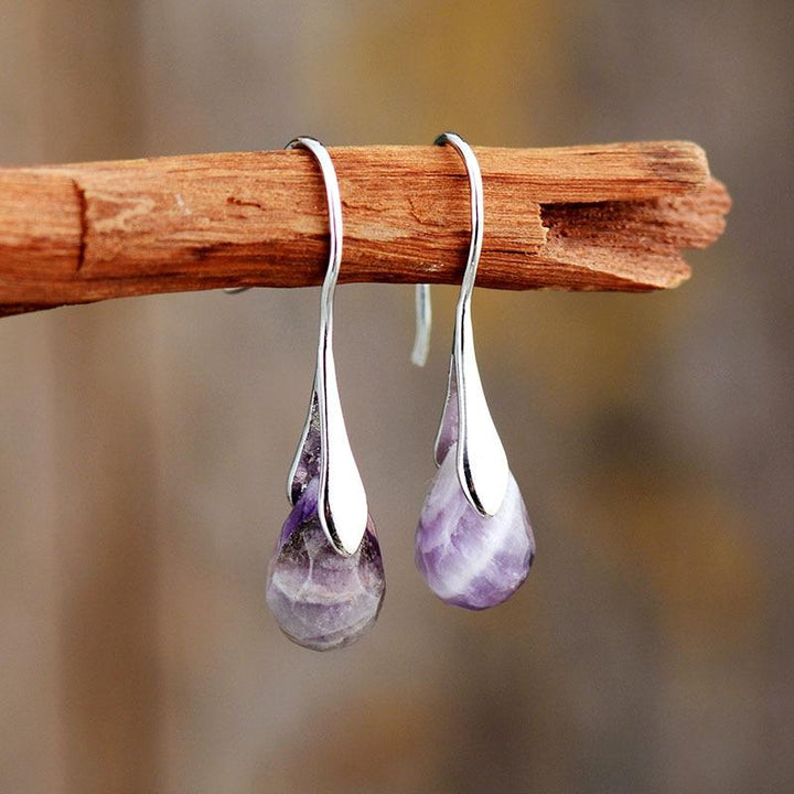 Natural Drop Gemstone Earrings - Serenella