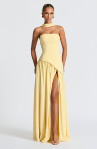 Strapless Formal Maxi Dress with Pleated Skirt & Thigh Slit 3