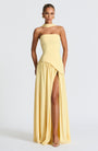 Strapless Formal Maxi Dress with Pleated Skirt & Thigh Slit 3