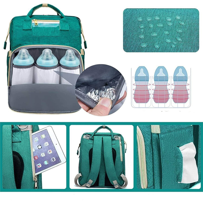 Multifunktionale Baby-Wickeltasche mit faltbarem Bettchen – Wasserdichtes Multi-Fach-Design
