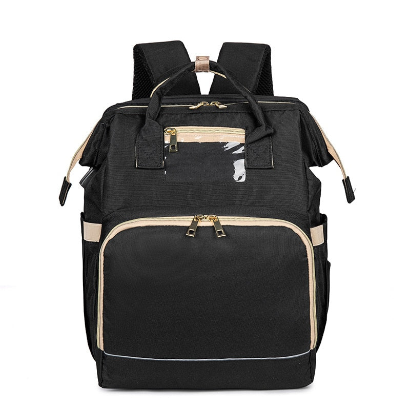 Multifunktionale Baby-Wickeltasche mit faltbarem Bettchen – Wasserdichtes Multi-Fach-Design