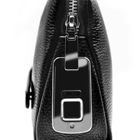 Leder Herren Diebstahlsichere Clutch mit Fingerabdruckschloss – Schwarz