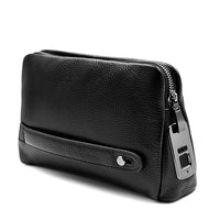 Leder Herren Diebstahlsichere Clutch mit Fingerabdruckschloss – Schwarz