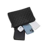 Leather Men's Handbag with Fingerprint Lock – Anti-Theft Clutch & Wallet