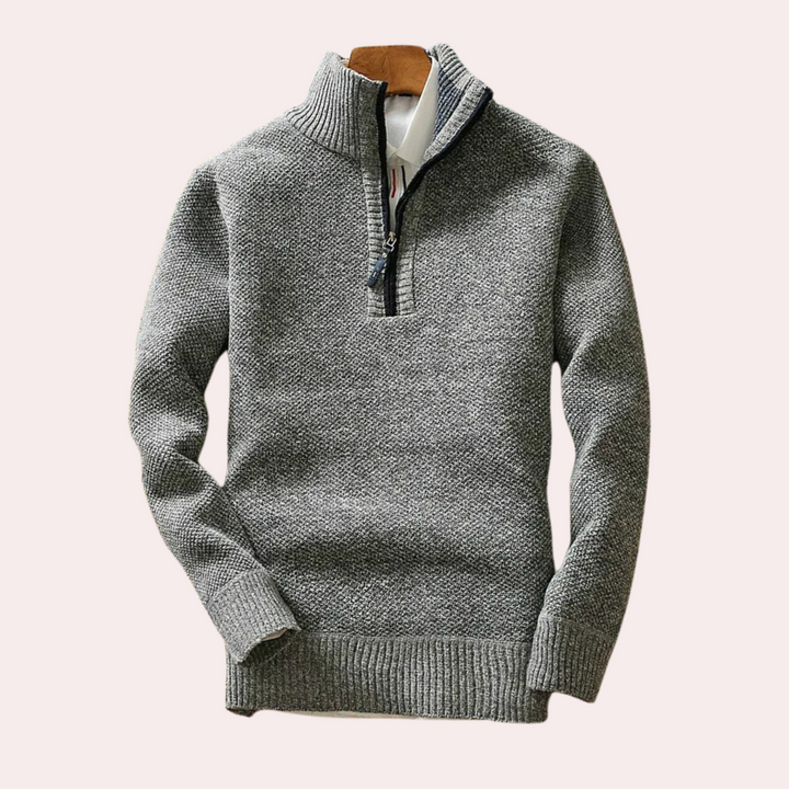 Shizley - Herrenpullover mit hohem Kragen und Reißverschluss