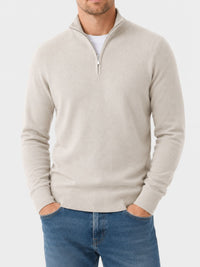 Men's Merino Wool Sweater with V-Neck and Zip Detail 10