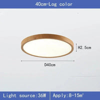 Productafbeelding van de lamp van 40 cm in lichte houtlook, met diameter- en hoogtemaat en vermogen en geschikte ruimte. 8