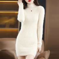 Knitted Autumn Dress with Turtleneck – Noëlle