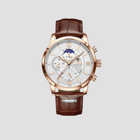 Klassieke herenhorloge met quartzuurwerk en leren band – Davion