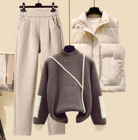 3-teiliges Damen-Herbstset mit Hose, Bodywarmer und Pullover – Amira