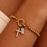 Nova Bead Birthstone Bracelet with Cross Charm 21