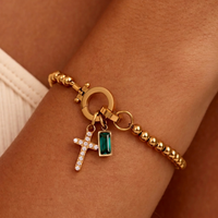 Nova Bead Birthstone Bracelet with Cross Charm 23