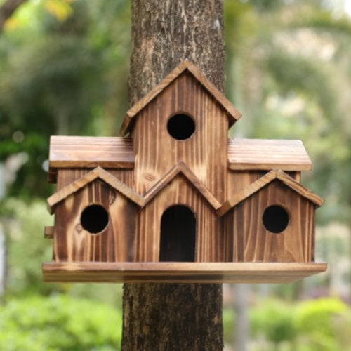 Funktionaler Nistkasten aus Holz für Gartenvögel – Nestora