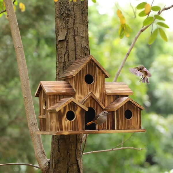 Funktionaler Nistkasten aus Holz für Gartenvögel – Nestora