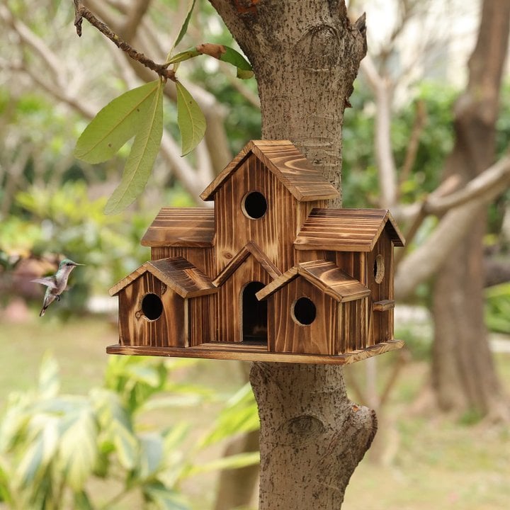 Funktionaler Nistkasten aus Holz für Gartenvögel – Nestora
