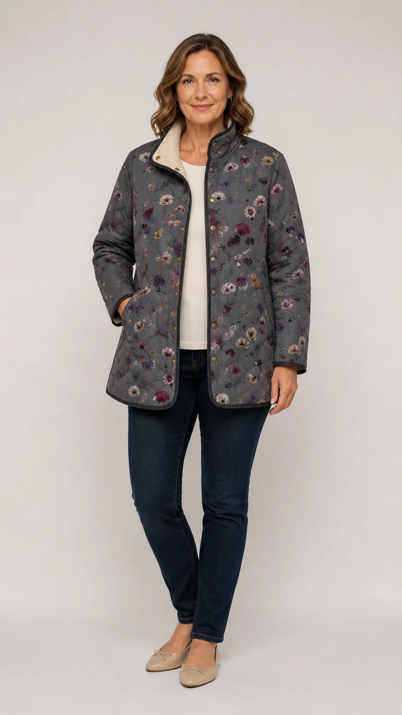 Vintage Floral Quilted Jacket - Lightweight Padded Coat 1