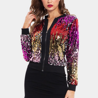 Short Women's Jacket with Shiny Sequins - Livia